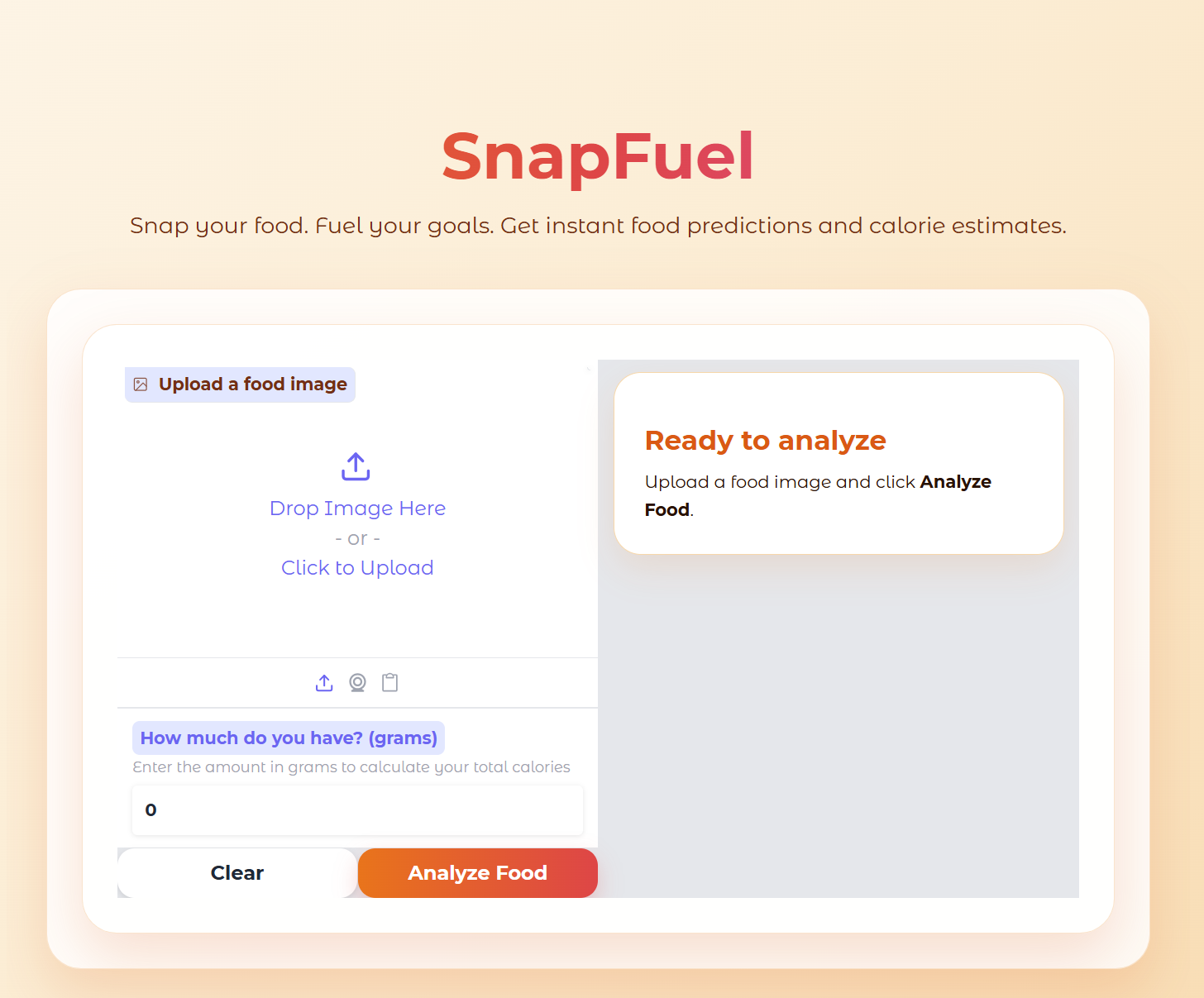 SnapFuel interface